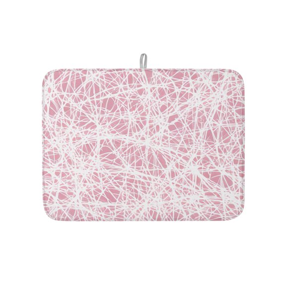 Dish Drying Mat for Kitchen Counter Pink Fibers Cobweb Drying Pad Absorbent Drying Mats for Countertops Sinks Draining Racks Abstract Twist Lines Reversible Drainer Kitchen Accessories 18x24 Inch