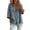 Sky Blue, variant on Kinrui Womens Casual Button Down Shirts Loose Long Sleeve Deep V Neck Collarless Plain Blouses Business Office Tunic Tops Blue S
