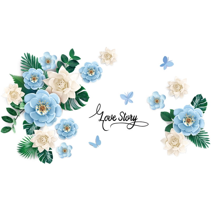 3D Trendy Peony Flower Wall Sticker, Removable Watercolor Flowers 