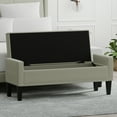 thumbnail image 2 of 52" Upholstered Storage Bench With Truncated Arms and Nailhead Trim in Beige, 2 of 7