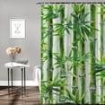 thumbnail image 2 of Shangniulu Shower Curtain for Bathroom with Hooks,Without Odor Polyester Fiber Material,Green Bamboo Bathroom Decorative Shower Curtains Water Repellent Washable White, 2 of 7
