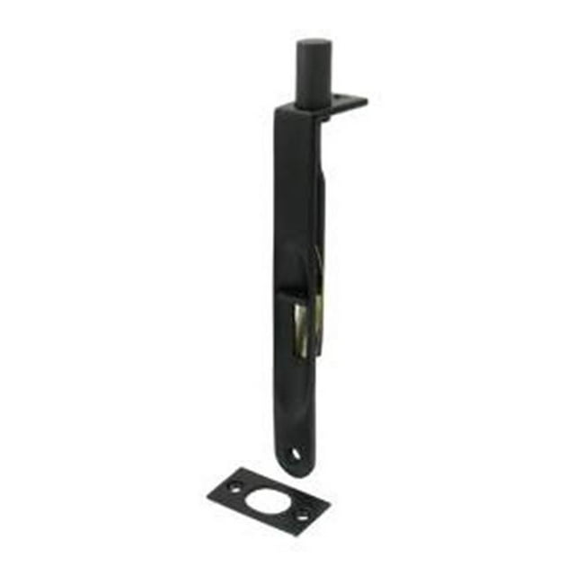 6 in. Heavy Duty Flush Bolt Round, Black - Solid Brass