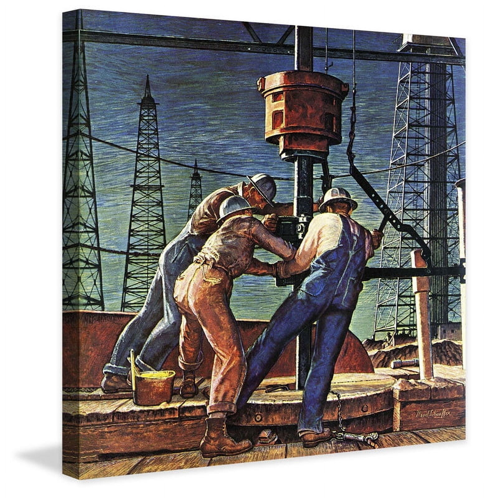 Marmont Hill "Drilling for Oil" by Mead Schaeffer Painting Print on Canvas