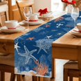 thumbnail image 5 of Navy Blue Coastal Table Runner 108 Inches, Starfish Coral Nautical Summer Beach Ocean Bed Runner Dresser Scarves Tabletop for Indoor Outdoor Parties/Ceremony/Banquet, 13"x 108", 5 of 9