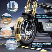Greatwork K7 Peak 1000W Electric Scooter with Seat and Basket for Adults, 16 Fat Tire for All-Terrain, 25Miles Max Range, 20MPH Top Speed, Commuter Ebike for Adults & Teens, Motorcycle Style, UL2272