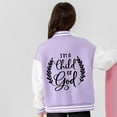 thumbnail image 4 of Curuila Toddler Kids Girls Cardigan Coat Long Sleeve Letter Print Crew Neck Baseball Jacket For Girls Autumn Winter Casual Outerwear Size 4-5 Years, 4 of 5
