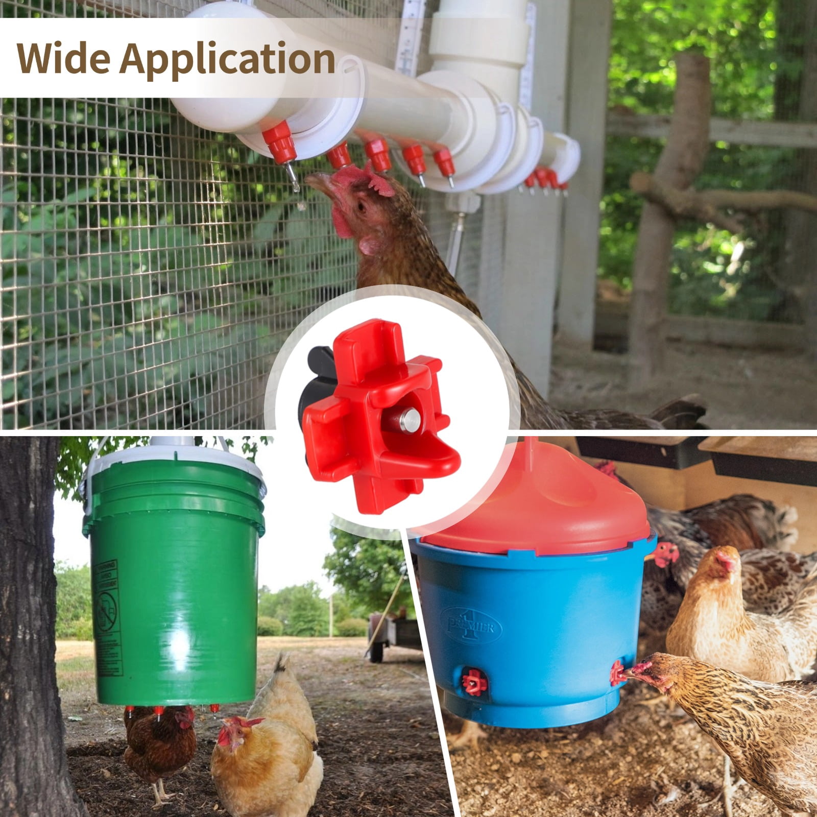 40PCS Horizontal Chicken Water Nipple Kit, Automatic Poultry Water Feeder, Outdoor Leakproof Waterer for Water Buckets Chicken Coop