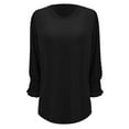 thumbnail image 3 of MIXUE Boho Tops For Women Autumn Winter Solid Color Round Neck Long Sleeve Casual Tee Shirts Sportswear,Black,M, 3 of 3