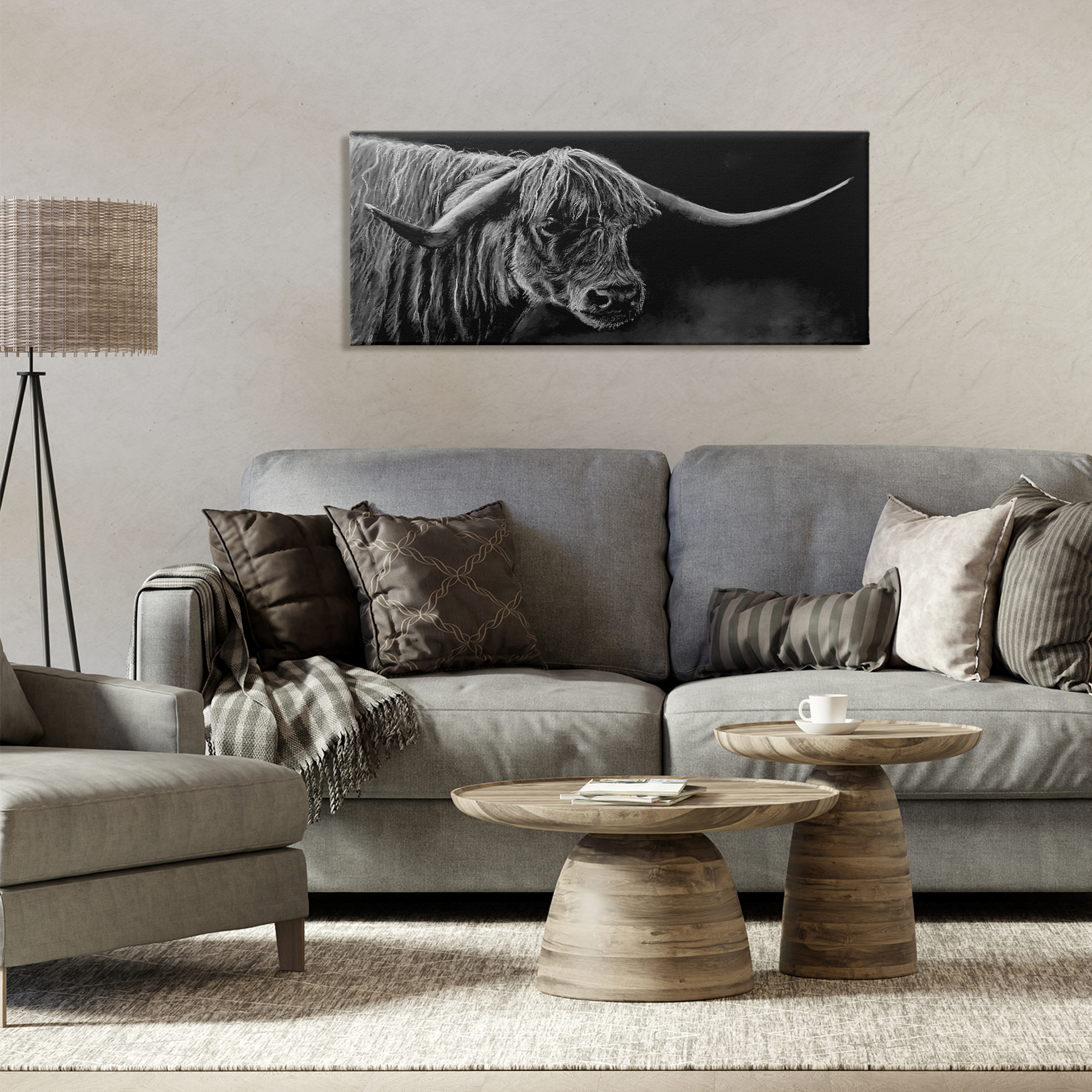 Highland Longhorn Portrait Canvas Wall Art, design by Patricia Reynolds
