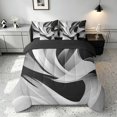 thumbnail image 3 of Manfei Contemporary Abstract Queen Bedding, Watercolor Aesthetic Bedding Comforter Set Queen, Off-White, Black and Gray, Black Reversible 7pcs, 3 of 6