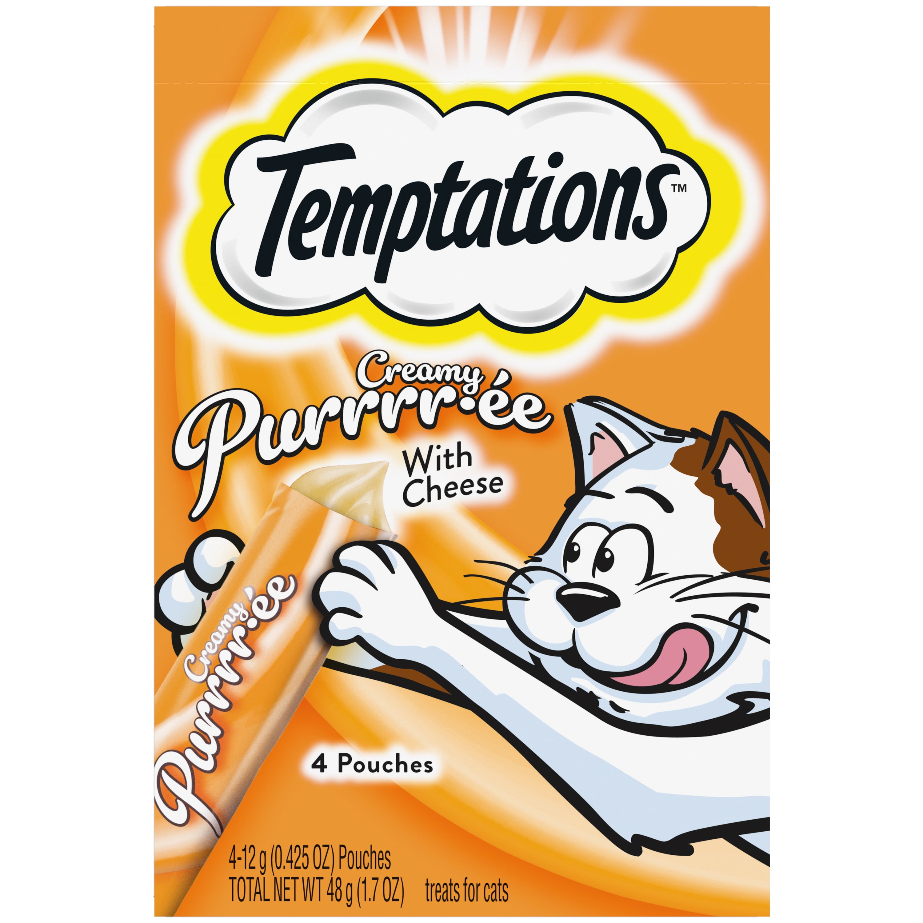 TEMPTATIONS Creamy Purrrr-ee Cheese Flavor Lickable Cat Treats for Adult Cats, 1.7oz Pack