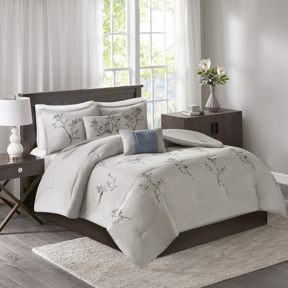 510 Design Katia 5 Piece Embroidered Floral Bedding Comforter Set, Size