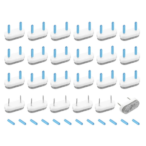 Uxcell 24Pcs Nail-on Felt Furniture Pads, Rounded Rectangle Felt Pads Furniture Sliders Floor Protectors for Wooden Furniture Table Sofa Chair Leg (18mm, White)