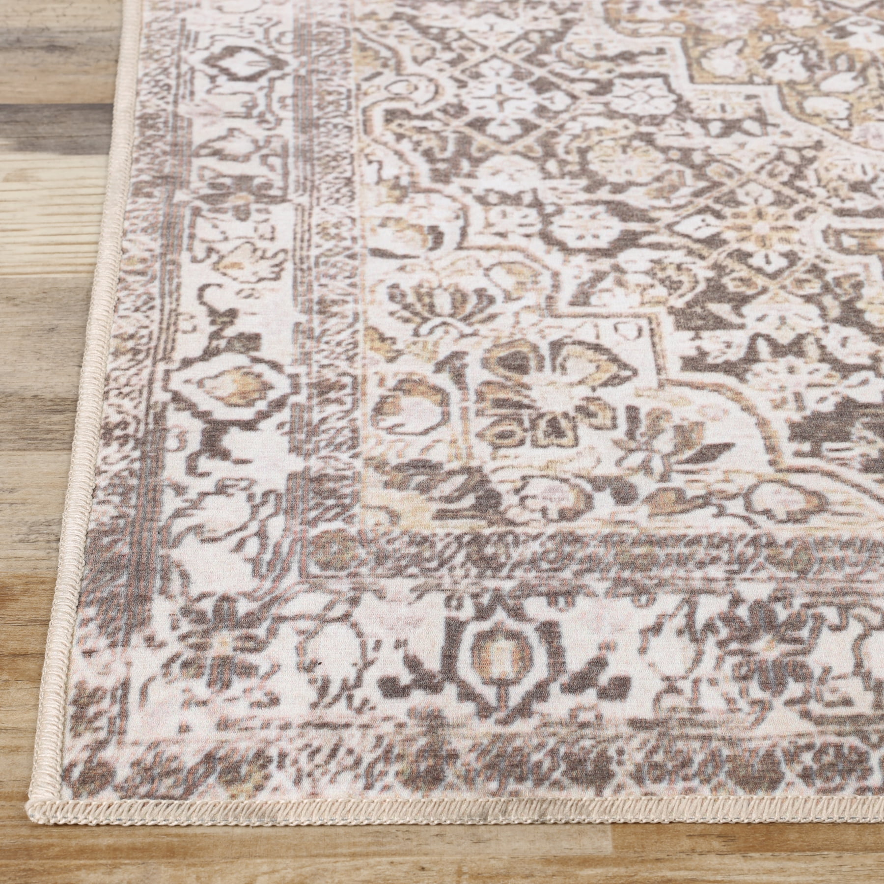 Superior Elodi Geometric Floral Indoor Area Rug,9' x 12', Mossy Gold
