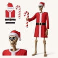 thumbnail image 4 of Skeleton Costume Set for Giant Skeleton Halloween Prop with Holiday Outfit Hat Belt and Candy Cane Accessory for Yard Display, 4 of 8