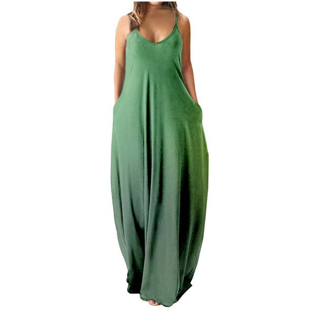 Vestido largo de playa ajustado con estampado de tinte anudado sin mangas con escote en V y cintura media de tirantes sexis de verano a la moda para mujer Pompotops ghjkhdj7904