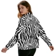 thumbnail image 3 of COEQINE Women's Short Bomber Jacket Zip Up Loose Fit Animal Zebra Stripes Short Jackets Loose Fit Stand Collar Cropped Coats 2025 Fall Fashion Varsity Shacket Y2k Tops, 4X-Large, Zebra Print, 3 of 7