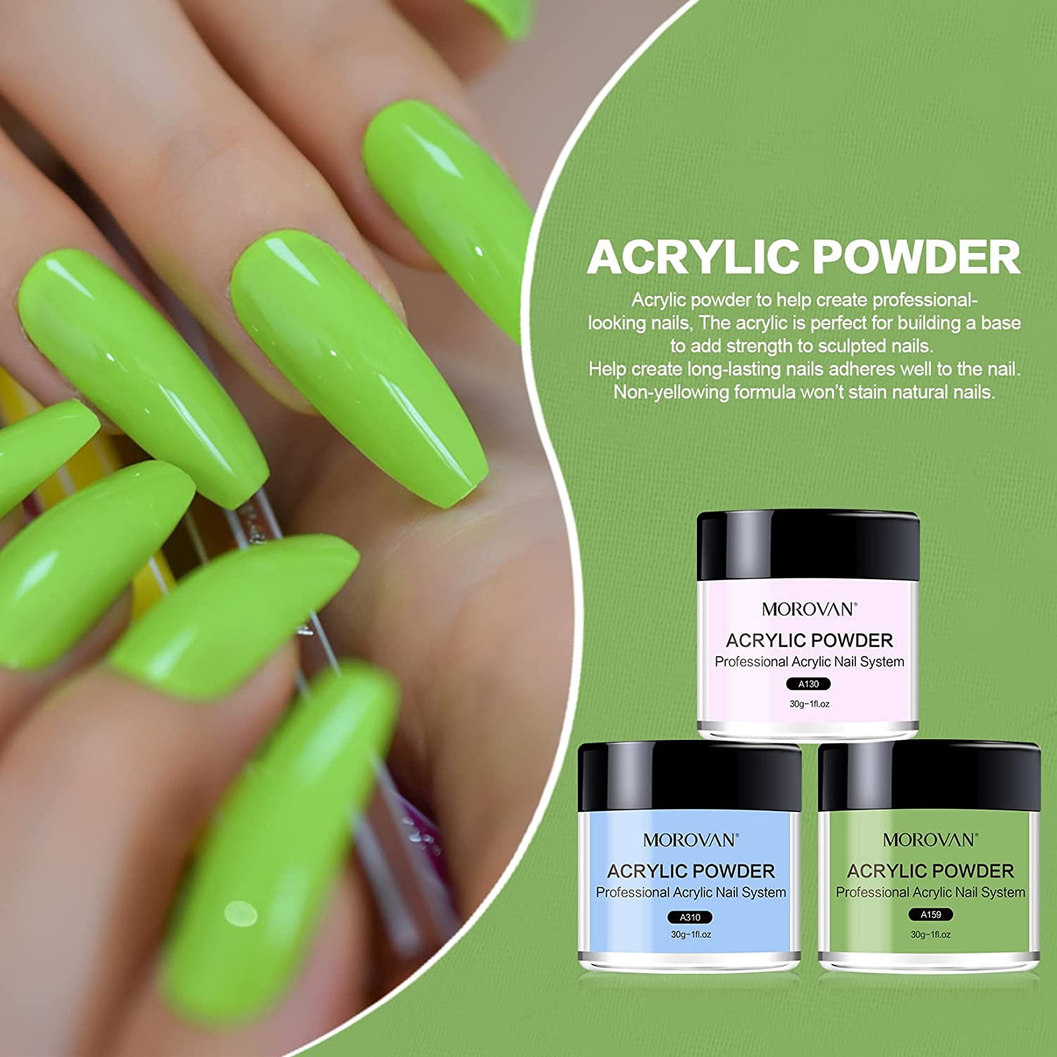 Morovan Acrylic Nail Kit Acrylic Powder Liquid Set with Acrylic Brushes Set Nail Forms