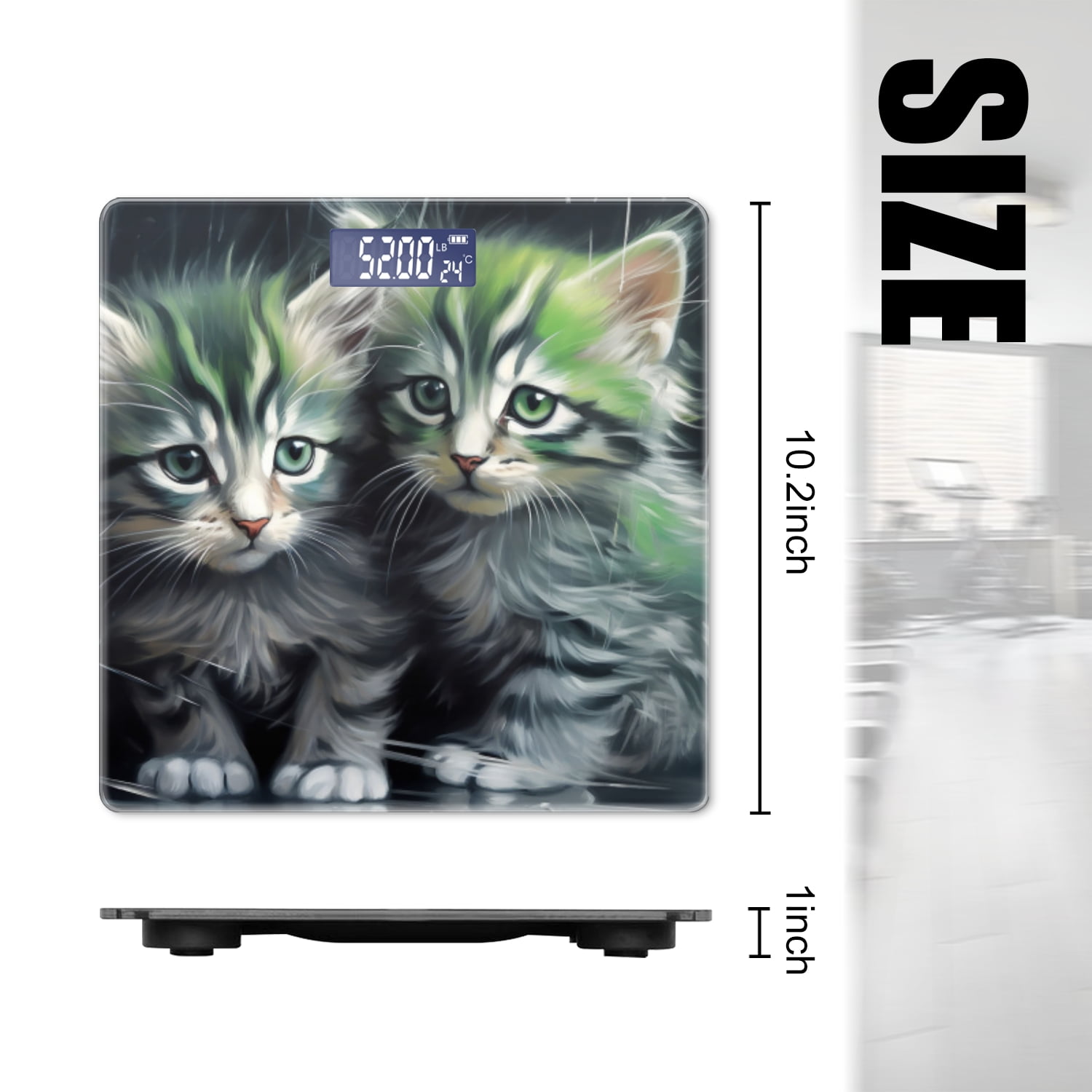 Bathroom Scale, Highly Accurate Digital Body Scale,Precisely Measures Weight up to 400 lbs-Cute Green And White Kittens Sitting Together In The Rain