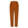 thumbnail image 4 of QATAINLAV Linen Pants for Women Casual Side Button Linen Beach Pants with Pockets Solid Color Elastic Waisted Lounge Trousers Vacation Outfits Orange XXL, 4 of 7