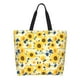 thumbnail image 1 of Balery Navy Blue Leaf Sunflower Bolsa Tote Estilo Estético con Cremalleras, Bolsa de Hombro, Bolsa de Compras Grande y Plegable, 1 of 8