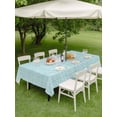 thumbnail image 4 of Outdoor Tablecloth with Umbrella Hole for Patio/Picnic/Party/Camping, Teal Rustic Waterproof Table Cloth Rectangle Table Cover Washable, Vintage Farmhouse Aqua Solid Color (60"x 102"), 4 of 9