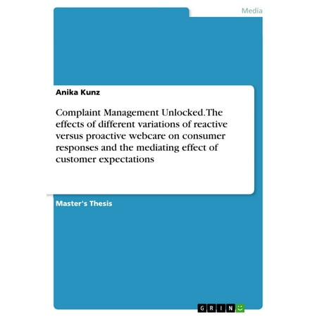 Complaint Management Unlocked. The effects of different variations of reactive versus proactive webcare on consumer responses and the mediating effect of customer expectations -