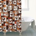 thumbnail image 4 of Rooster and Frame Brown Pattern Modern Waterproof Shower Curtain Set with 12 Hooks, Washable Decorative Bathroom Shower Curtain, 4 of 6