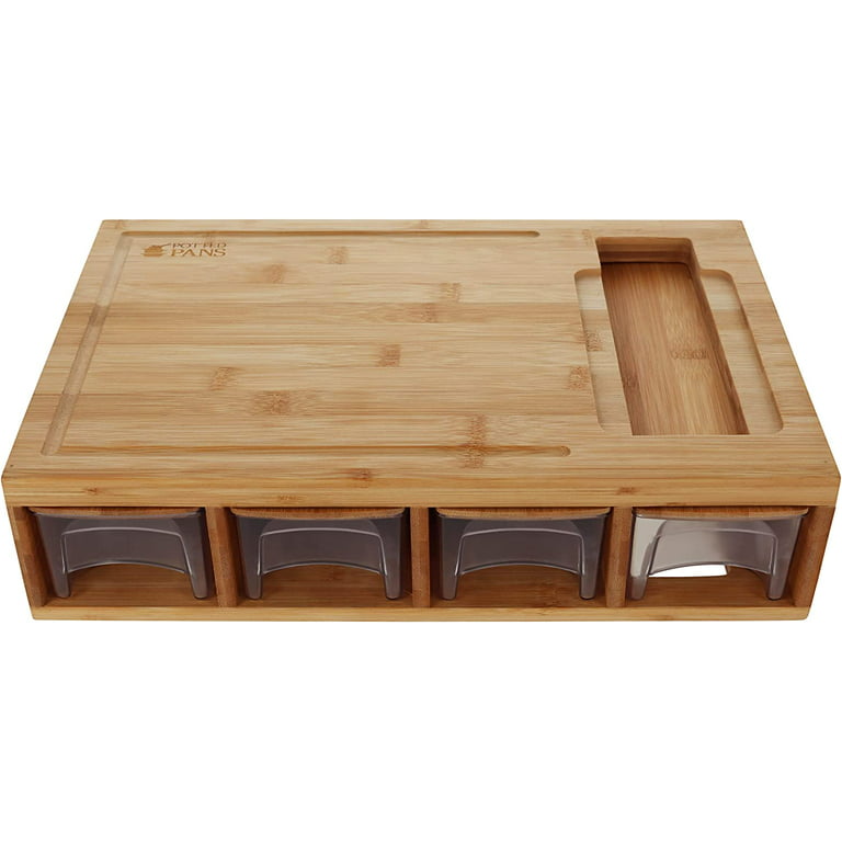 Bamboo Cutting Board With Containers - Meal Prep Station With Removable  Top, Kitchen Boards & Food Storage Tray With Lids, Home Prepdeck Marble 