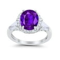 thumbnail image 3 of Vintage Oval & Baguette Engagement Ring Amethyst CZ 925 Sterling Silver Size 6, 3 of 6