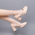 thumbnail image 6 of 【PRINCESS-10】Women's Chunky Heels Platform Mary Janes Square Toe Pumps Shoe Footwear Walking Shoes Leather Girl Rubber Classy Elegant High Heel Fashion Classic, 6 of 8