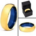thumbnail image 3 of P. Manoukian Tungsten Wedding Band Ring 8mm for Men Women Blue 18k Yellow Gold Plated Domed Polished Lifetime Guarantee Size 6.5, 3 of 3