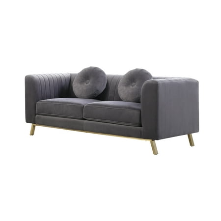 Tuxedo Loveseat with Gold Stanless Steel Legs & Pillows Included (Best Quality Emerald In India)