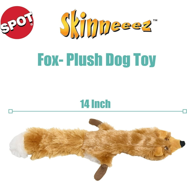 SPOT Skinneeez Squeaky Stuffing Free Plush Fox Dog Toy, 14