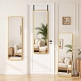thumbnail image 5 of Antok 48"×14.1" Round Corner Full Length Mirror, 3-in-1 Over-The-Door, Freestanding, Leaning & Wall Mount, Gold Metal Frame, 5 of 10