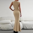 thumbnail image 4 of Enjoytime Dresses for Women Crew Neck Sleeveless Textured Bodycon Maxi Dress Slim Flare Hem Elegant Party Dress, 4 of 8