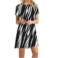 thumbnail image 1 of SMihono Robe Maxi Bohème d'Été pour Femmes Grande Taille Mode Féminine Col Rond Manches Courtes Imprimée Robe de Plage, 1 of 4