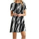 thumbnail image 1 of Puntoco Falda Larga Estampada Informal Para Mujer, Jersey Con Cuello Redondo, Vestido De Manga Corta, Vestido De Cuello Redondo De Manga Corta, Negro Xl,Regalos Para Mujer Joven, 1 of 4