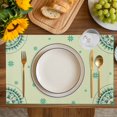 thumbnail image 4 of Green Floral Placemats Set of 6, round Floral Ethnic Abstract Patterned Placemats for Dining Table, Place Mats for Kitchen Tabletop, Waterproof Wipeable Dining Table Mats Set, 4 of 9