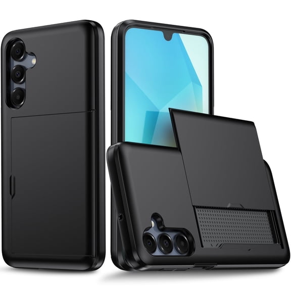 SELOZKE for Samsung Galaxy A36 / A56 5G Black Phone Holder, Credit Card Slot Protective Phone Case