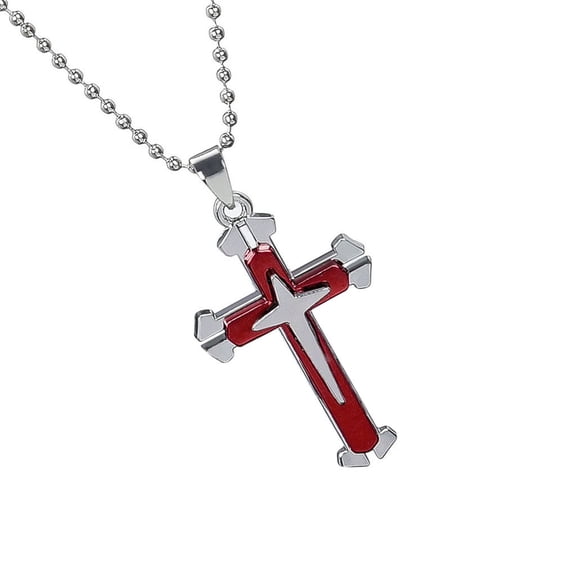 Cross Pendant Necklace Men's Cross Chain Necklace Personalized Cross Jewelry Religious Pendant Necklace for Men Birthday