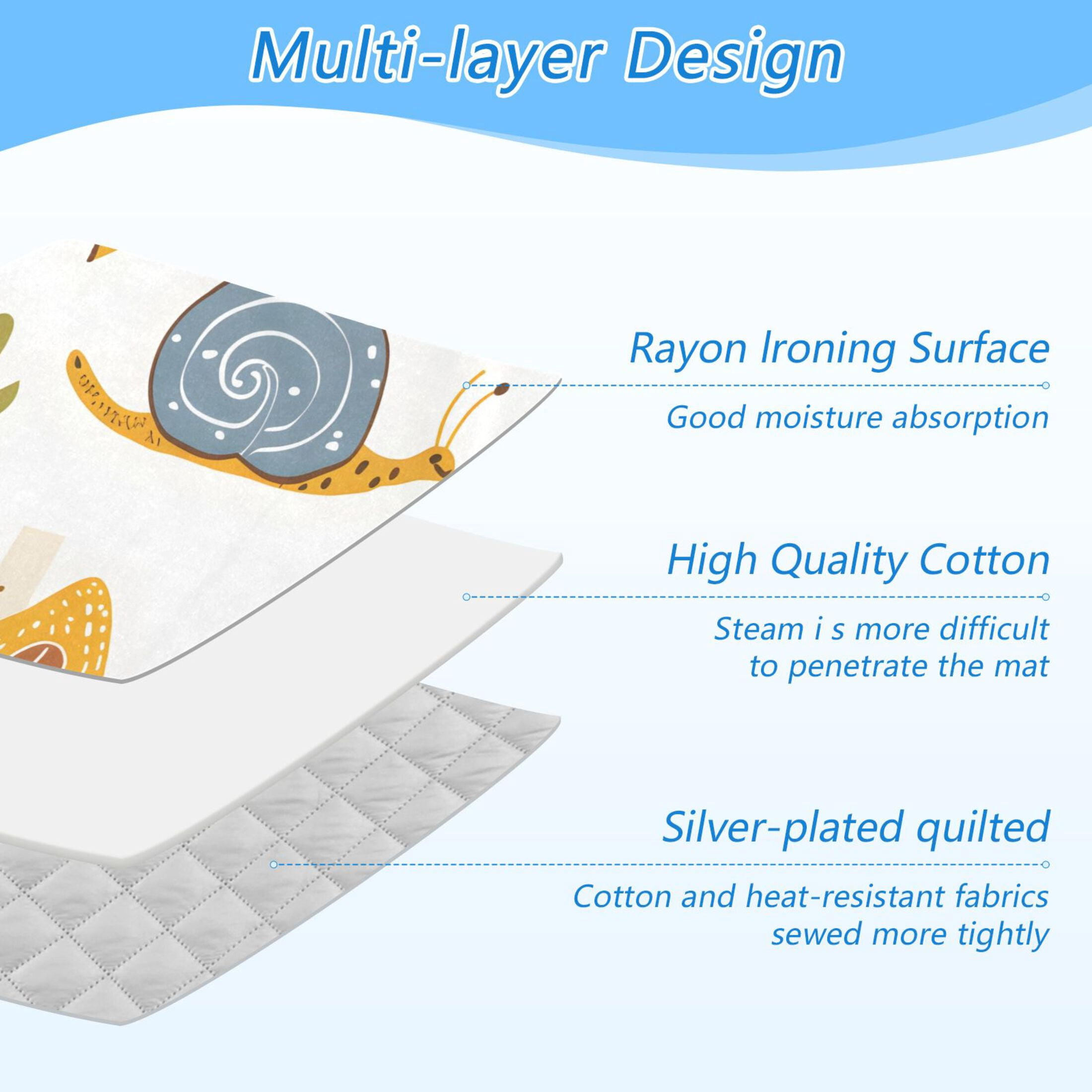 Snails Houses Trees Cartoon Ironing Mat Blanket Portable Travel Ironing Pad Heat Resistant Pad 47.2" x 27.6”