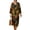 Black and Yellow - Polynesian Plumeria, variant on Polynesian Plumeria Printed Imitation Linen Maxi Dresses for Women Casual Loose Dress V Neck 3/4 Sleeve Midi Dresses, L