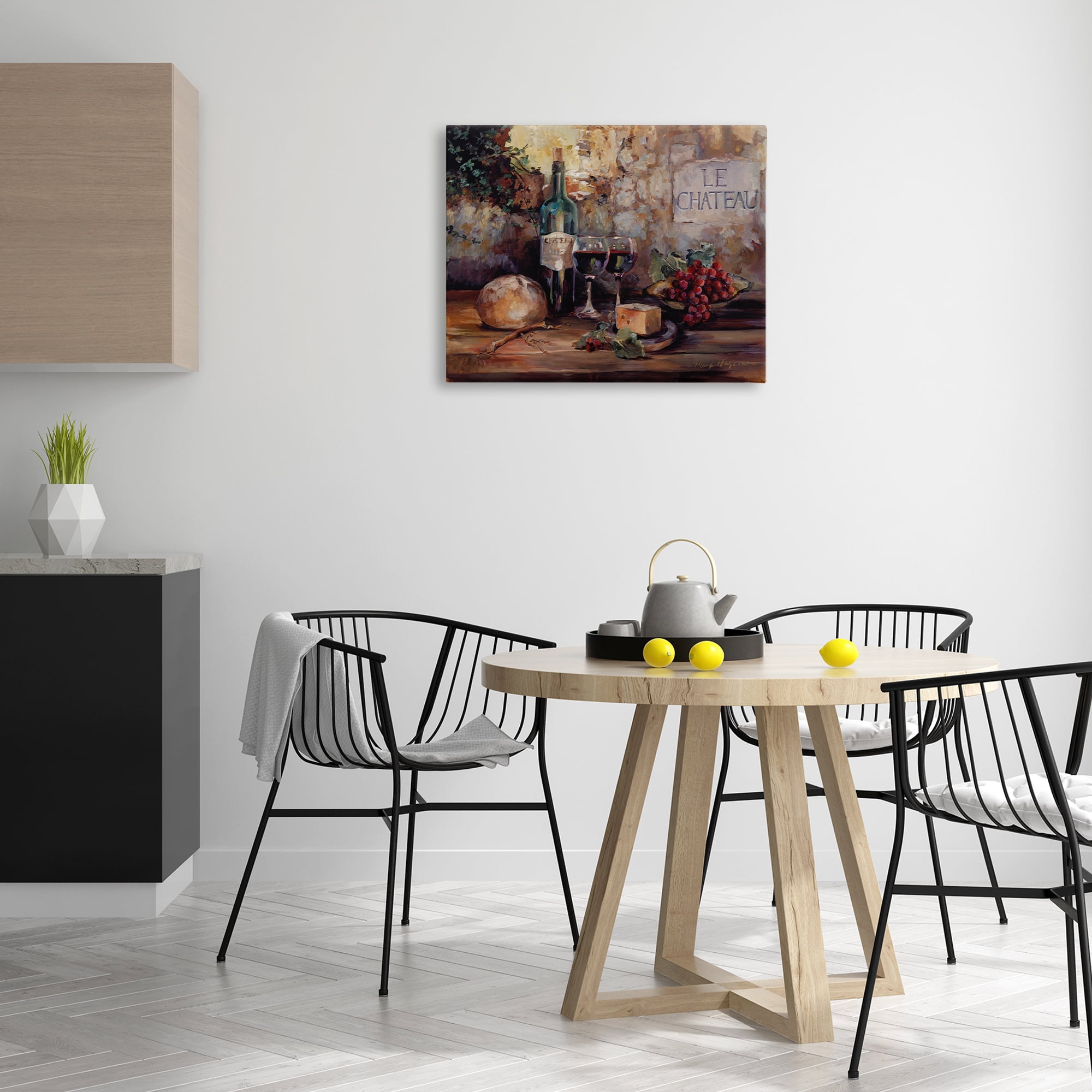 Stupell Industries Parisian Wine and Cheese Food & Beverage Painting Wrapped Canvas Art Print Wall Art, 30 x 24