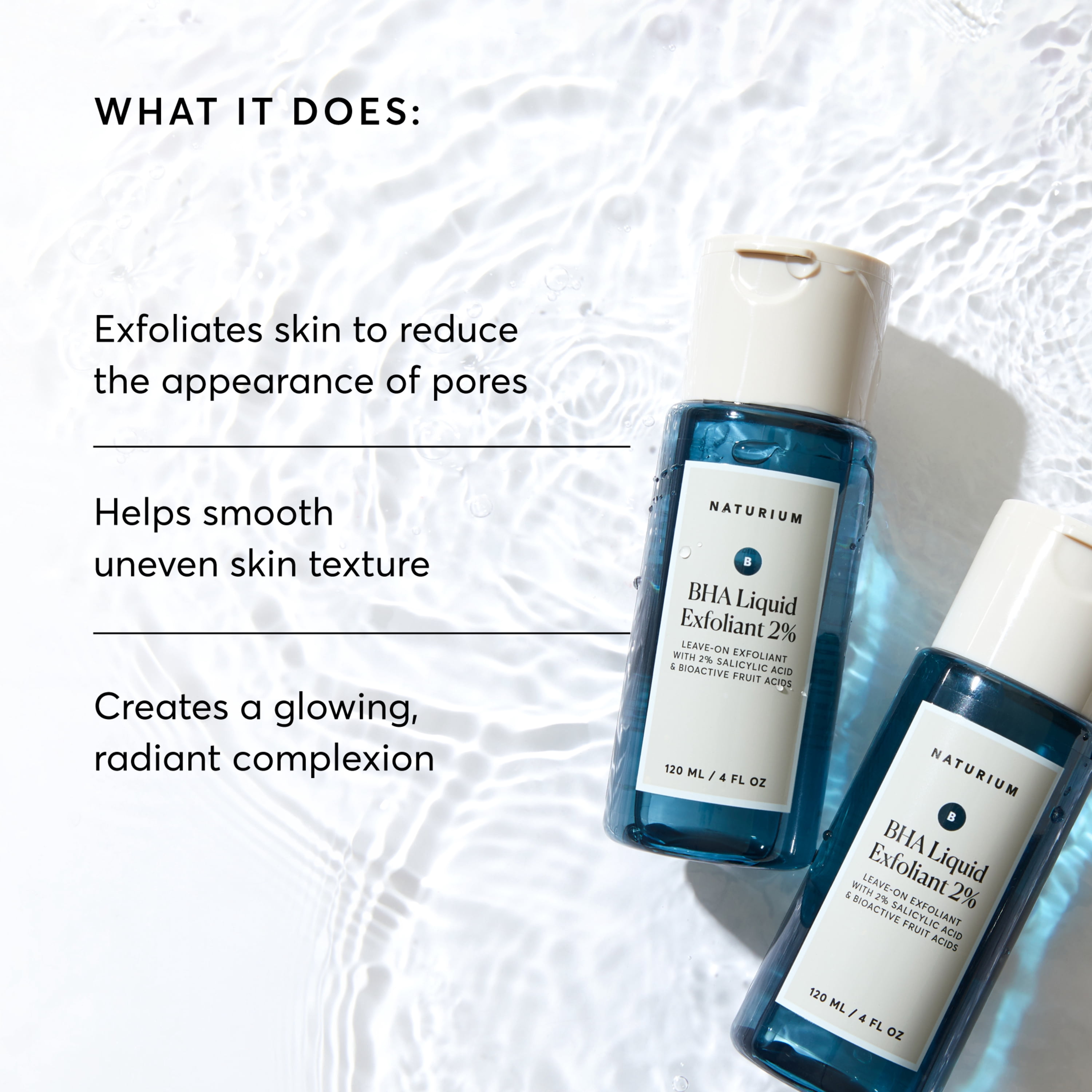 Naturium BHA Liquid Exfoliant 2% Exfoliating Pore Treatment, with Salicylic Acid & Bioactive Fruit Acids, 4 fl oz