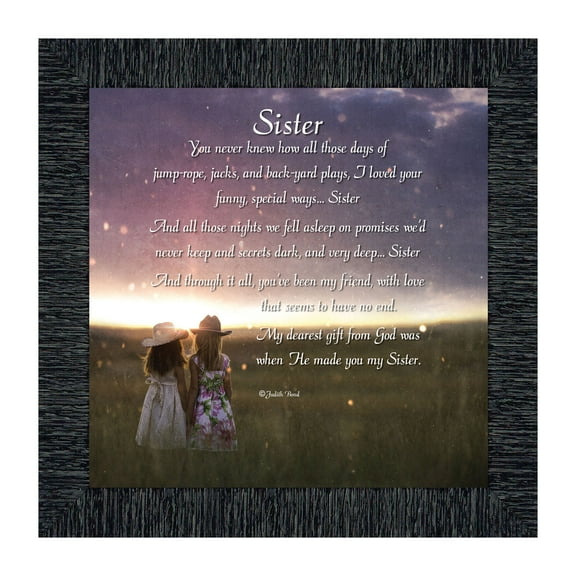 Sister, For My Sister, Special Gift for Sister from Sibling, Framed Poem, 10X10 8627