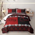 thumbnail image 2 of Erosebridal Queen And King Bed Spread Queen,Vintage Damask Print Queen Coverlet Set For Men Omen,Red Black,3-Piece, 2 of 7