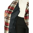 thumbnail image 6 of INSPIRE CHIC Women's Shawl Collar Asymmetrical Hem Belted Plaid Coat S Red White, 6 of 8