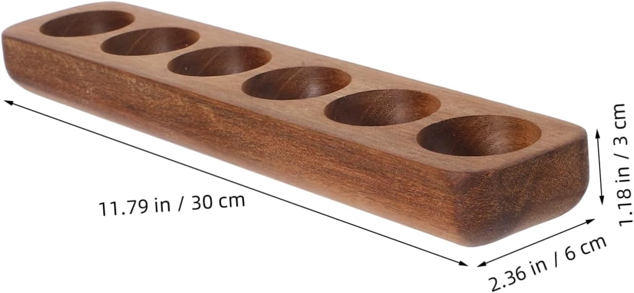 ABCISI Wooden Egg Holder, Space-saving 6-Holes Egg Tray for Refrigerator Storage and Countertop Display, Rustic Egg Storage Rack Deviled Egg Plates, Smooth Finish and Compact Kitchen Organizer