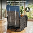 thumbnail image 5 of PARKWELL Outdoor Recliner Chair Set,Patio 360° Swivel Reclining Lounge Chair with Side Table,All-Weather Wicker Adjustable Cushioned Recliner with Footrest for Garden Balcony Yard,Brown/Navy, 5 of 10